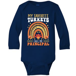 Happy Thanksgiving Turkey Day Blessed School Principal Gift Baby Long Sleeve Bodysuit