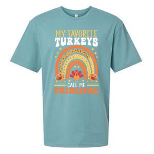 Happy Thanksgiving Turkey Day Blessed School Principal Gift Sueded Cloud Jersey T-Shirt