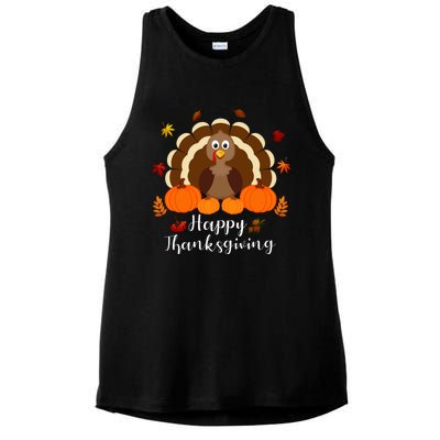 Happy Thanksgiving Turkey Day With Pumpkin Adults Gift Ladies PosiCharge Tri-Blend Wicking Tank