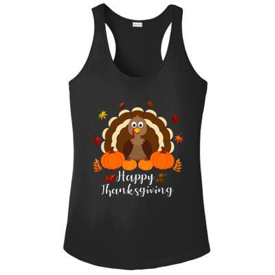 Happy Thanksgiving Turkey Day With Pumpkin Adults Gift Ladies PosiCharge Competitor Racerback Tank