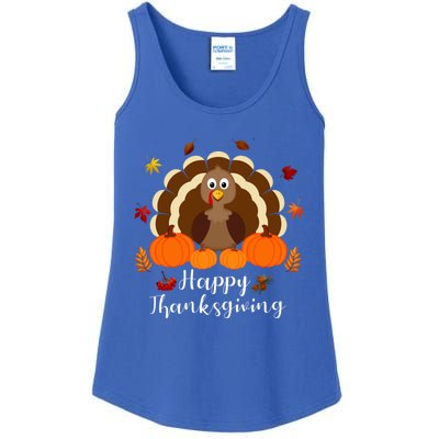 Happy Thanksgiving Turkey Day With Pumpkin Adults Gift Ladies Essential Tank