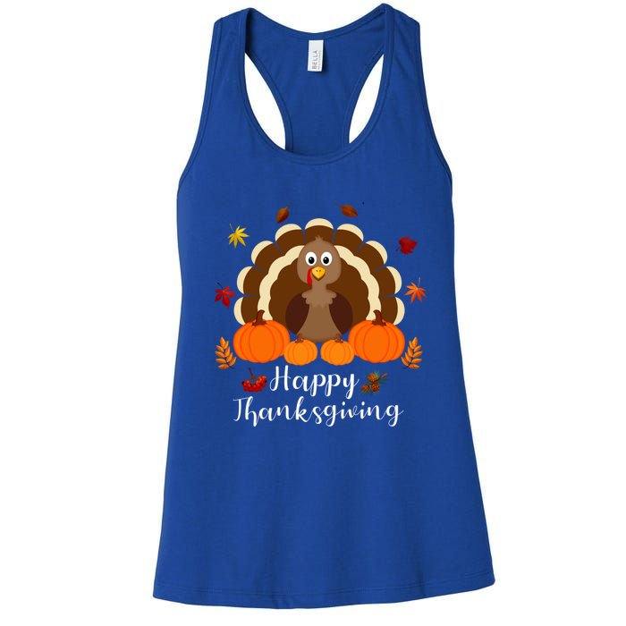 Happy Thanksgiving Turkey Day With Pumpkin Adults Gift Women's Racerback Tank