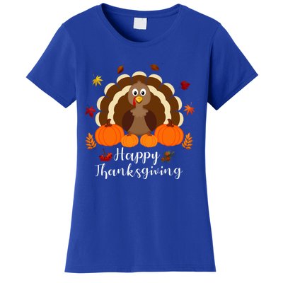 Happy Thanksgiving Turkey Day With Pumpkin Adults Gift Women's T-Shirt