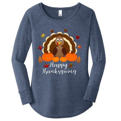 Happy Thanksgiving Turkey Day With Pumpkin Adults Gift Women's Perfect Tri Tunic Long Sleeve Shirt