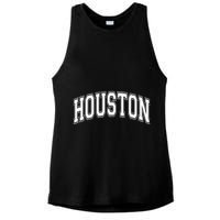 Houston Texas Tx Varsity Style White Font Ladies PosiCharge Tri-Blend Wicking Tank