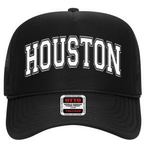 Houston Texas Tx Varsity Style White Font High Crown Mesh Back Trucker Hat