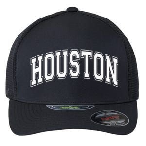 Houston Texas Tx Varsity Style White Font Flexfit Unipanel Trucker Cap