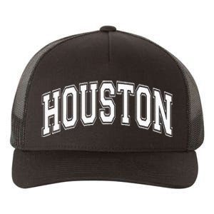 Houston Texas Tx Varsity Style White Font Yupoong Adult 5-Panel Trucker Hat