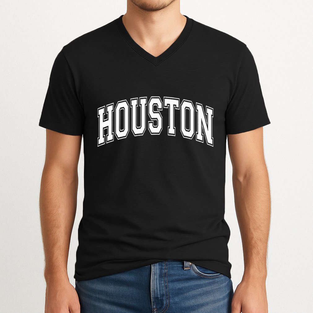 Houston Texas Tx Varsity Style White Font V-Neck T-Shirt