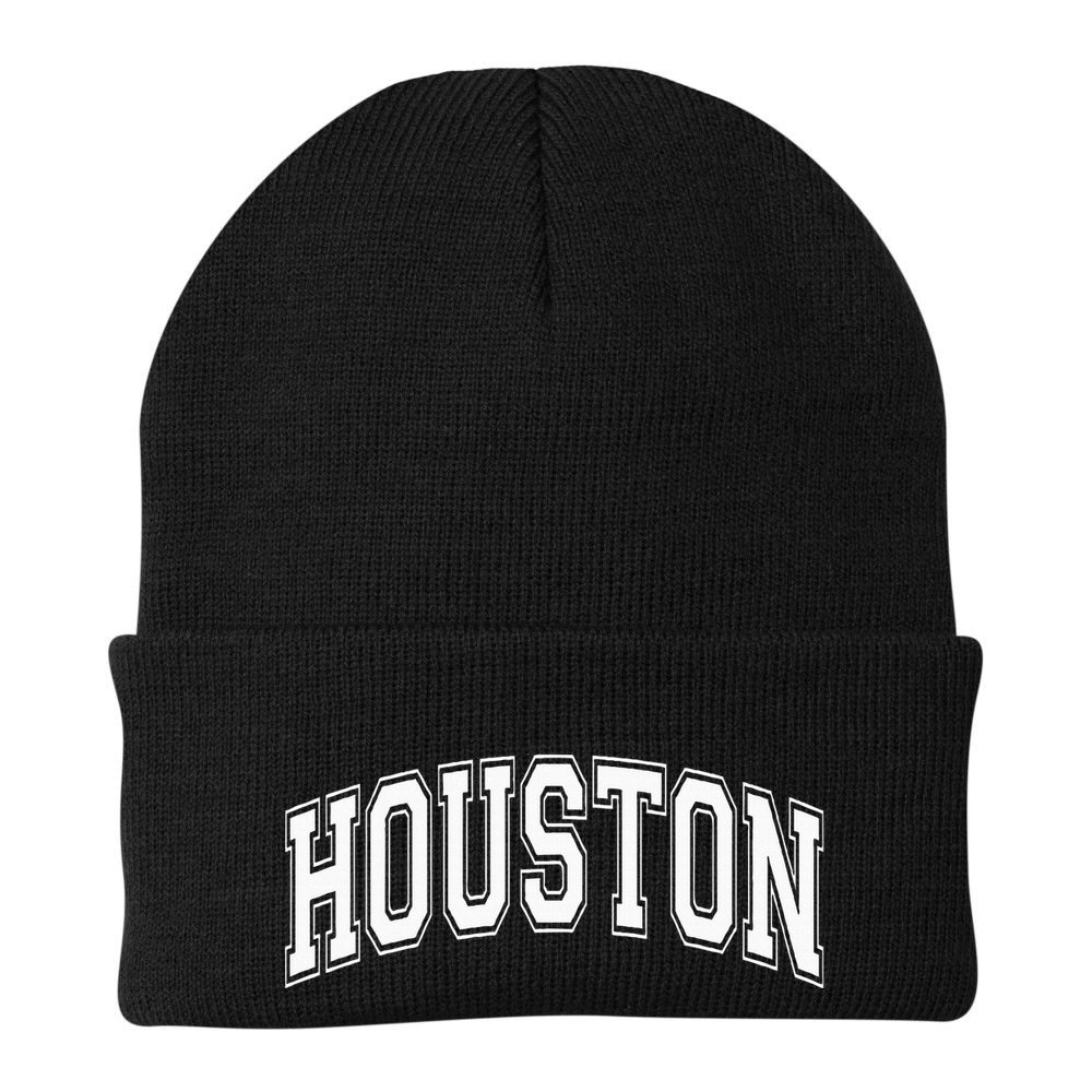 Houston Texas Tx Varsity Style White Font Beanie