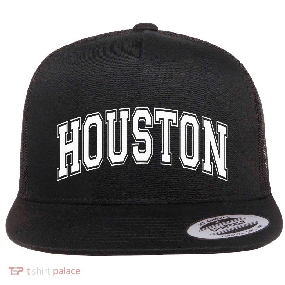 Houston Texas Tx Varsity Style White Font Flatbill Hat