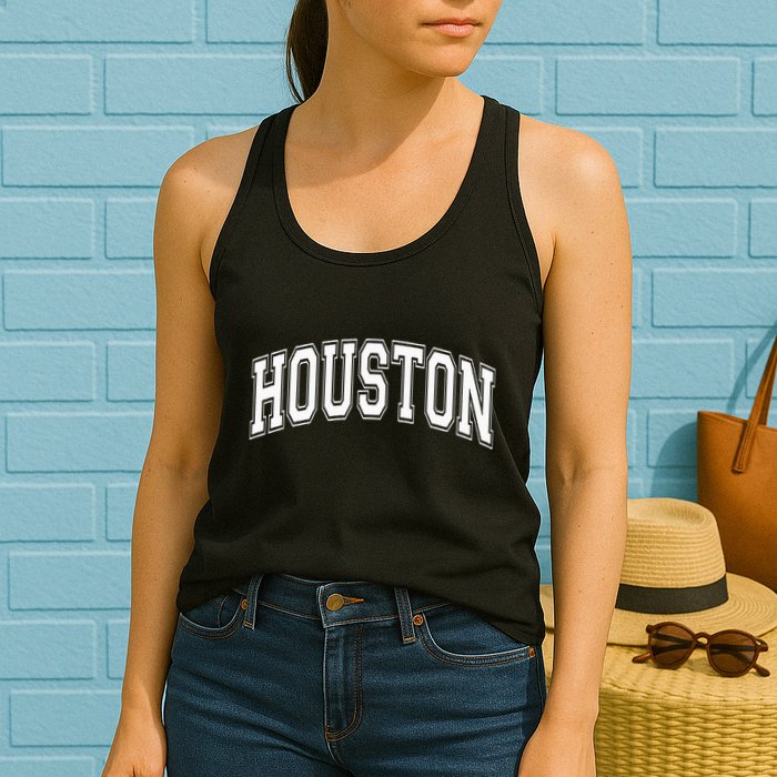 Houston Texas Tx Varsity Style White Font Womens Tank Top