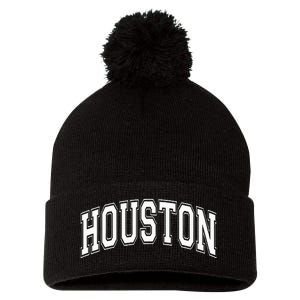 Houston Texas Tx Varsity Style White Font Pom Pom 12in Knit Beanie