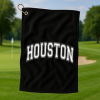 Houston Texas Tx Varsity Style White Font Golf Towel