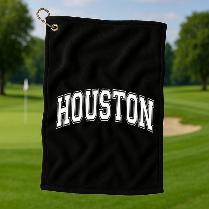 Houston Texas Tx Varsity Style White Font Golf Towel