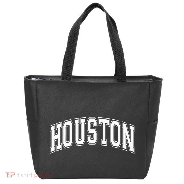 Houston Texas Tx Varsity Style White Font Zip Tote Bag