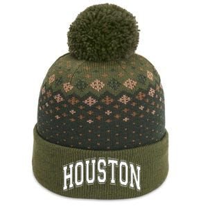 Houston Texas Tx Varsity Style White Font The Baniff Cuffed Pom Beanie