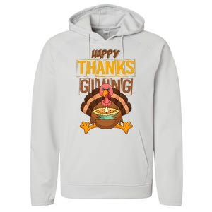 Happy Thanksgiving Turkey Pie Holiday Performance Fleece Hoodie