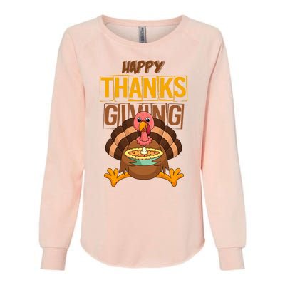 Happy Thanksgiving Turkey Pie Holiday Womens California Wash Sweatshirt