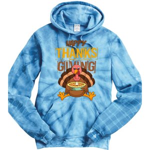 Happy Thanksgiving Turkey Pie Holiday Tie Dye Hoodie