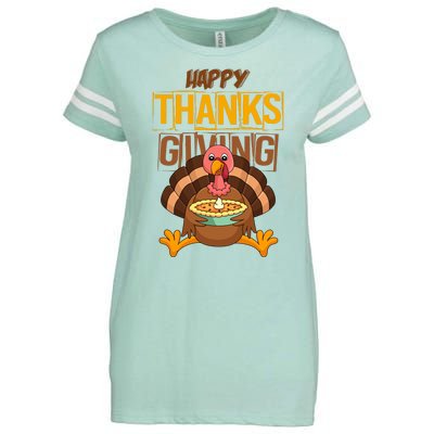 Happy Thanksgiving Turkey Pie Holiday Enza Ladies Jersey Football T-Shirt