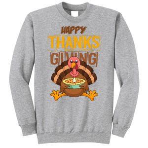 Happy Thanksgiving Turkey Pie Holiday Tall Sweatshirt