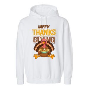 Happy Thanksgiving Turkey Pie Holiday Garment-Dyed Fleece Hoodie