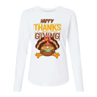 Happy Thanksgiving Turkey Pie Holiday Womens Cotton Relaxed Long Sleeve T-Shirt