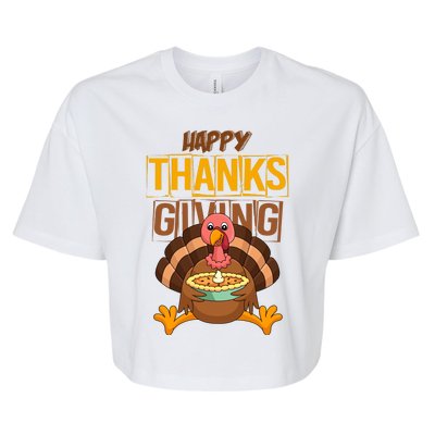 Happy Thanksgiving Turkey Pie Holiday Bella+Canvas Jersey Crop Tee