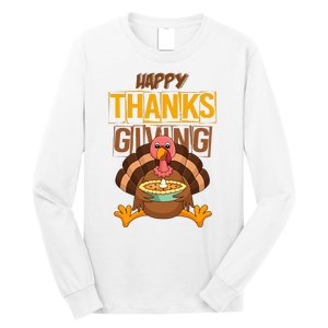 Happy Thanksgiving Turkey Pie Holiday Long Sleeve Shirt