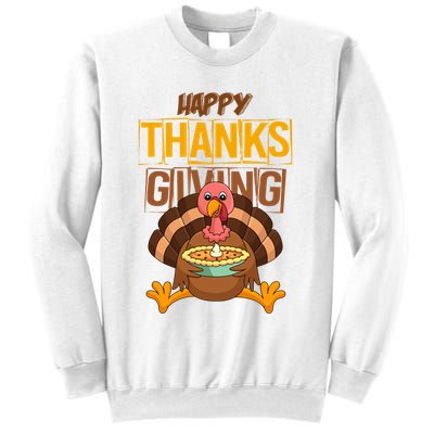 Happy Thanksgiving Turkey Pie Holiday Sweatshirt