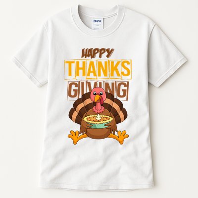 Happy Thanksgiving Turkey Pie Holiday Tall T-Shirt