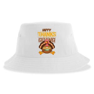 Happy Thanksgiving Turkey Pie Holiday Sustainable Bucket Hat