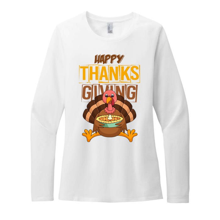 Happy Thanksgiving Turkey Pie Holiday Womens CVC Long Sleeve Shirt