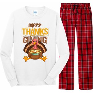 Happy Thanksgiving Turkey Pie Holiday Long Sleeve Pajama Set