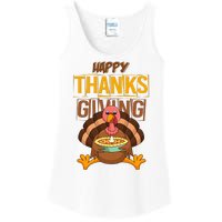 Happy Thanksgiving Turkey Pie Holiday Ladies Essential Tank