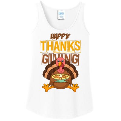 Happy Thanksgiving Turkey Pie Holiday Ladies Essential Tank