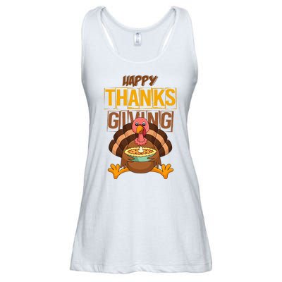 Happy Thanksgiving Turkey Pie Holiday Ladies Essential Flowy Tank