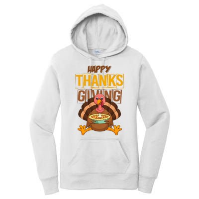 Happy Thanksgiving Turkey Pie Holiday Women's Pullover Hoodie