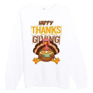 Happy Thanksgiving Turkey Pie Holiday Premium Crewneck Sweatshirt