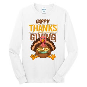 Happy Thanksgiving Turkey Pie Holiday Tall Long Sleeve T-Shirt