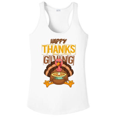 Happy Thanksgiving Turkey Pie Holiday Ladies PosiCharge Competitor Racerback Tank