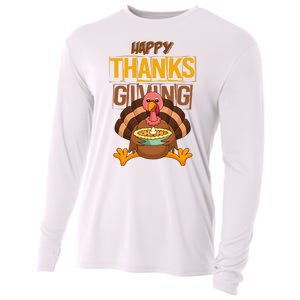 Happy Thanksgiving Turkey Pie Holiday Cooling Performance Long Sleeve Crew