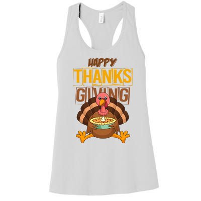 Happy Thanksgiving Turkey Pie Holiday Women's Racerback Tank