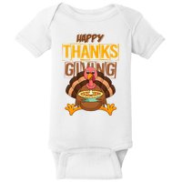Happy Thanksgiving Turkey Pie Holiday Baby Bodysuit