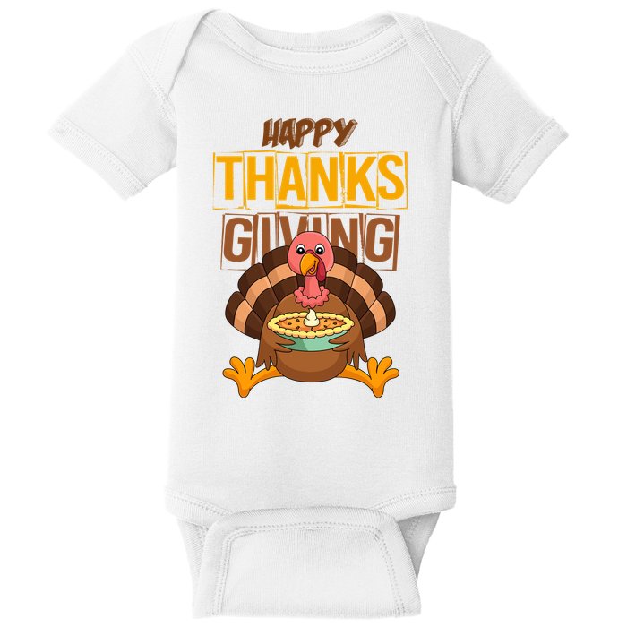 Happy Thanksgiving Turkey Pie Holiday Baby Bodysuit