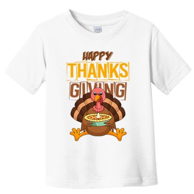 Happy Thanksgiving Turkey Pie Holiday Toddler T-Shirt