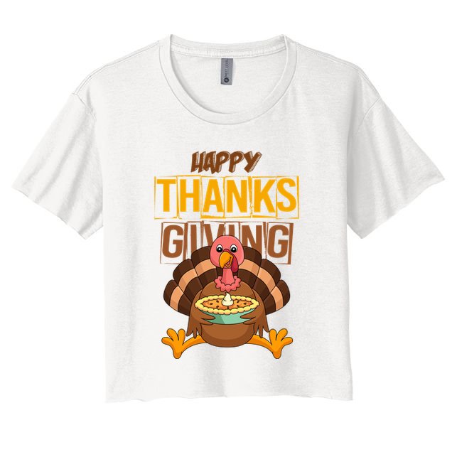 Happy Thanksgiving Turkey Pie Holiday Crop Top