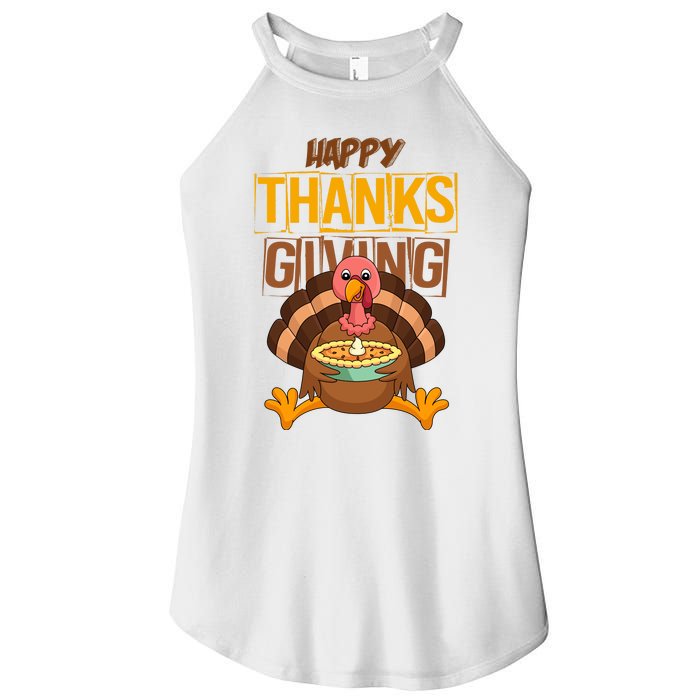 Happy Thanksgiving Turkey Pie Holiday Women's Perfect Tri Rocker Tank