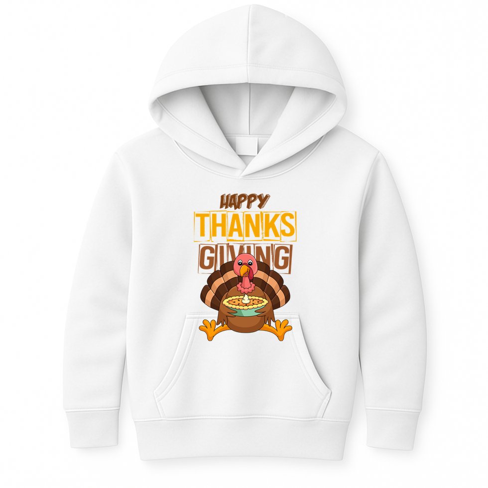 Happy Thanksgiving Turkey Pie Holiday Kids Hoodie